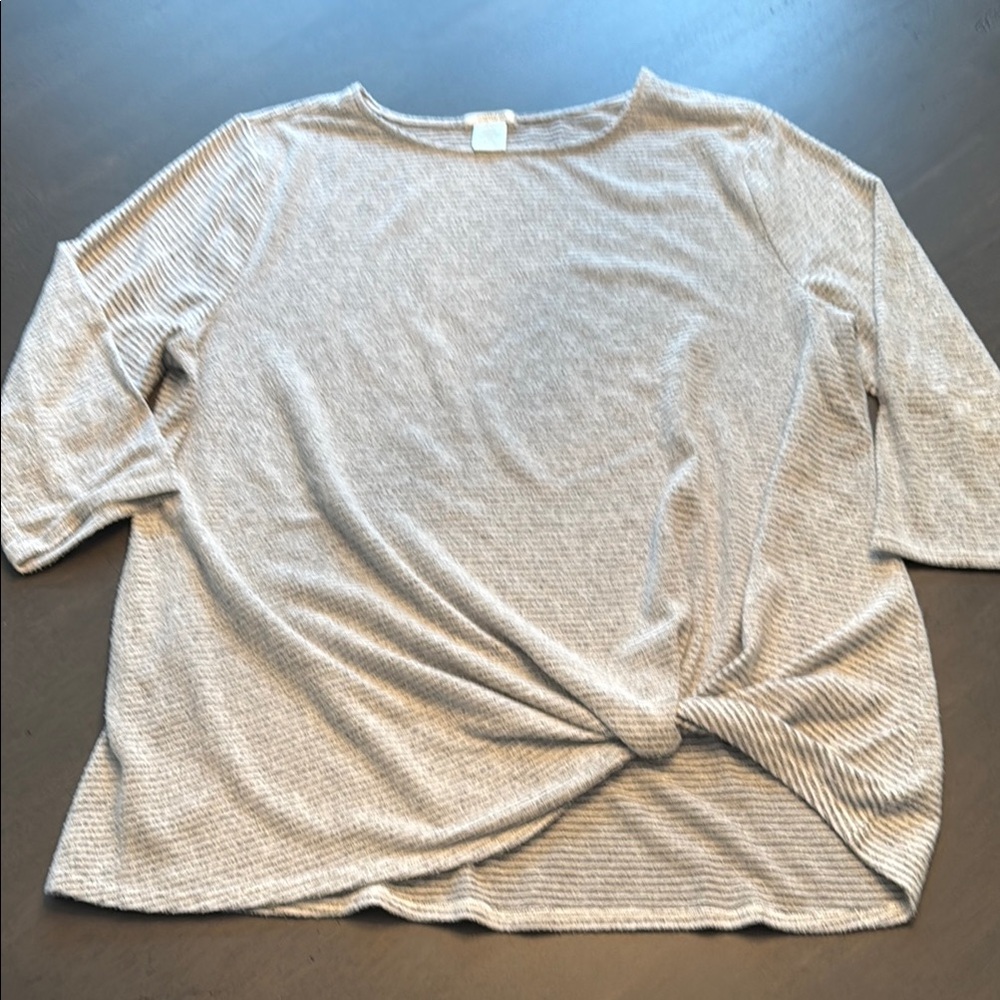 Matty M Gray Tie Front Long Sleeve Tee